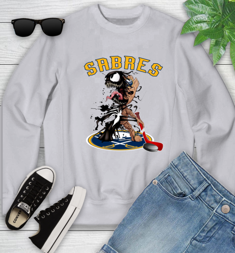 NHL Buffalo Sabres Hockey Venom Groot Guardians Of The Galaxy Youth Sweatshirt 4