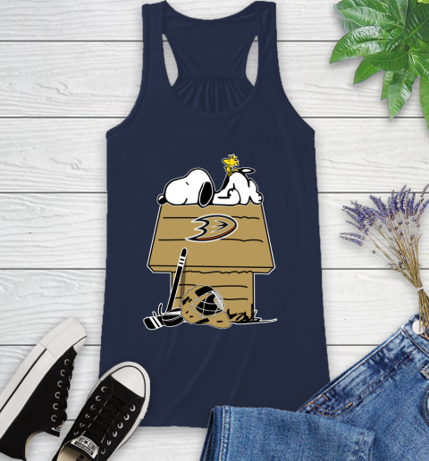 Anaheim Ducks NHL Hockey Snoopy Woodstock The Peanuts Movie Racerback Tank 10