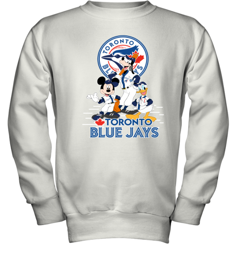 Toronto Blue Jays Mickey Donald And Goofy Baseball Youth Sweatshirt