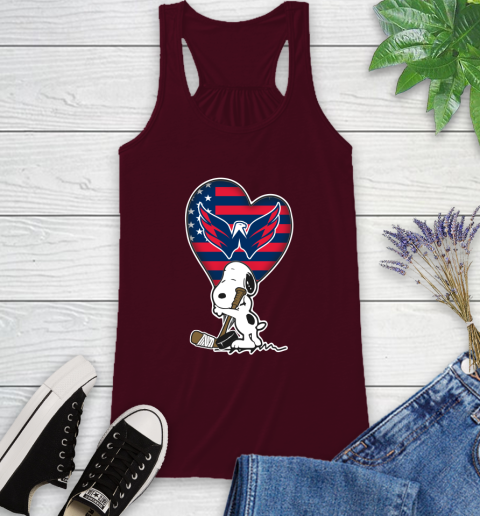 Washington Capitals NHL Hockey The Peanuts Movie Adorable Snoopy Racerback Tank 3