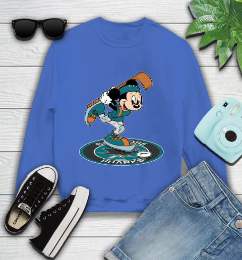 NHL Hockey San Jose Sharks Cheerful Mickey Disney Shirt Youth Sweatshirt 7