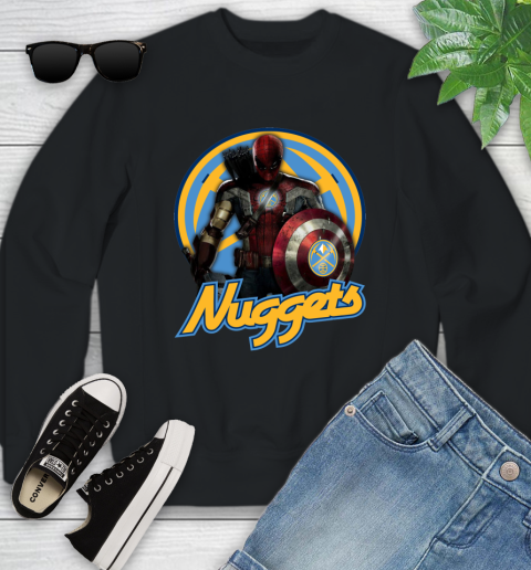Denver Nuggets NBA Basketball Captain America Thor Spider Man Hawkeye Avengers Youth Sweatshirt 2