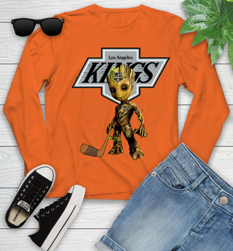 Los Angeles Kings NHL Hockey Groot Marvel Guardians Of The Galaxy Youth Long Sleeve 4
