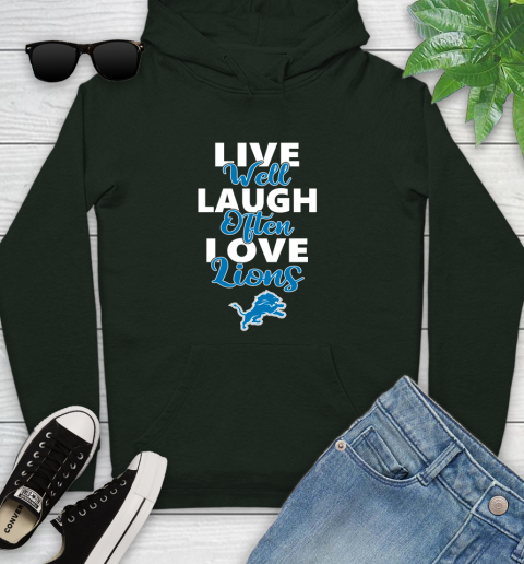 NFL Football Detroit Lions Live Well Laugh Often Love Shirt Youth Hoodie 12
