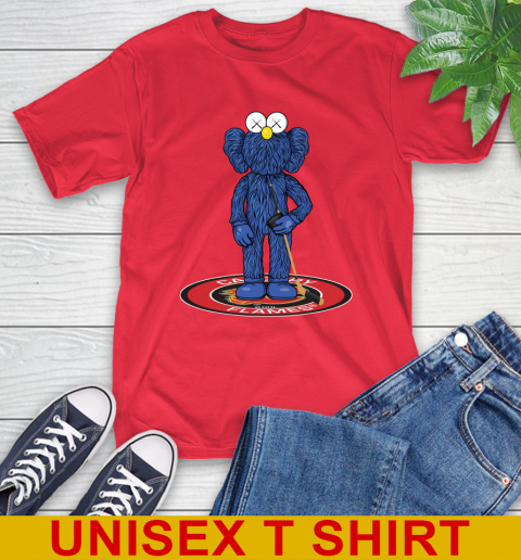NHL Hockey Calgary Flames Kaws Bff Blue Figure Shirt T-Shirt - Image 11
