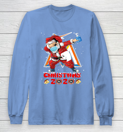 Miami Marlins Funny Santa Claus Dabbing Christmas 2020 MLB Long Sleeve T-Shirt 8