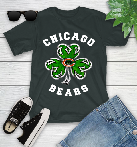 NFL Chicago Bears Three Leaf Clover St Patrick's Day Football Sports Youth T-Shirt 6