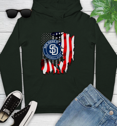San Diego Padres MLB Baseball American Flag Youth Hoodie 14