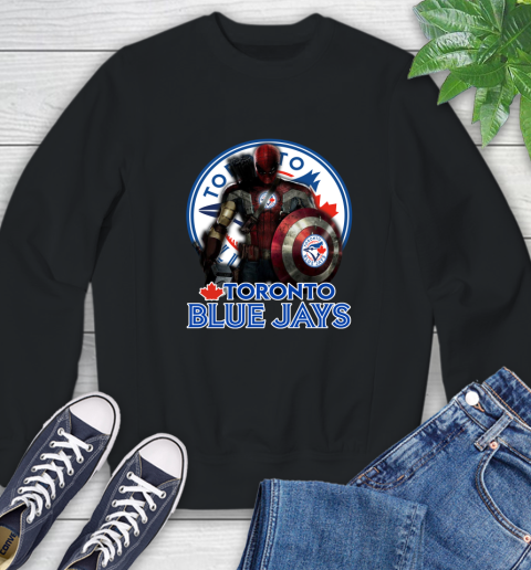MLB Captain America Thor Spider Man Hawkeye Avengers Endgame Baseball Toronto Blue Jays Sweatshirt 2