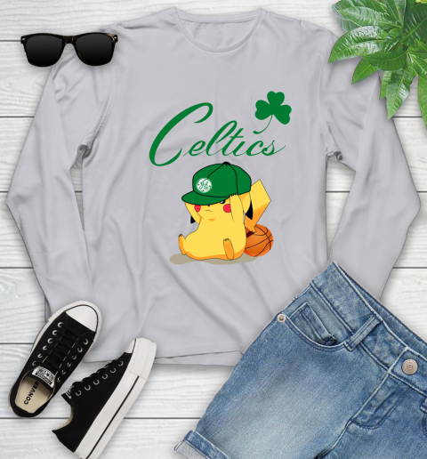 NBA Pikachu Basketball Sports Boston Celtics Youth Long Sleeve 5