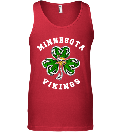 NFL Minnesota Vikings Three Leaf Clover St Patrick's Day Football Sports 9LQSpzkvww1 unisex tank 17 95 151514 front red