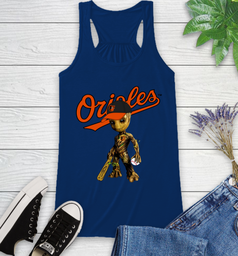 MLB Baltimore Orioles Groot Guardians Of The Galaxy Baseball Racerback Tank 9