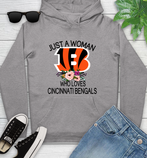 NFL Just A Woman Who Loves Cincinnati Bengals Football Sports Youth Hoodie 4