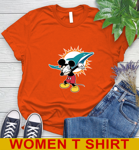 Miami Dolphins NFL Football Dabbing Mickey Disney Sports Women's T-Shirt 4