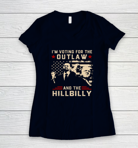 Trump 2024 Flag Outlaw Hillbilly J D.Vance 2024 Donald Trump Women's V-Neck T-Shirt 2