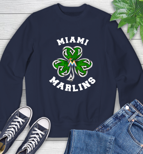 MLB Miami Marlins Three Leaf Clover St Patrick's Day Baseball Sports Sweatshirt 2