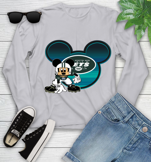 NFL New York Jets Mickey Mouse Disney Football T Shirt Youth Long Sleeve 5