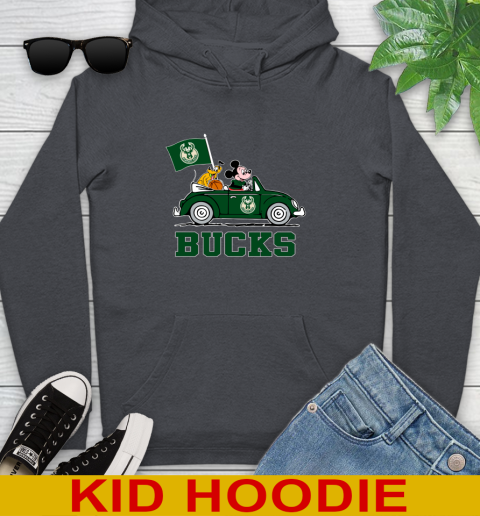 NBA Basketball Milwaukee Bucks Pluto Mickey Driving Disney Shirt Youth Hoodie 9
