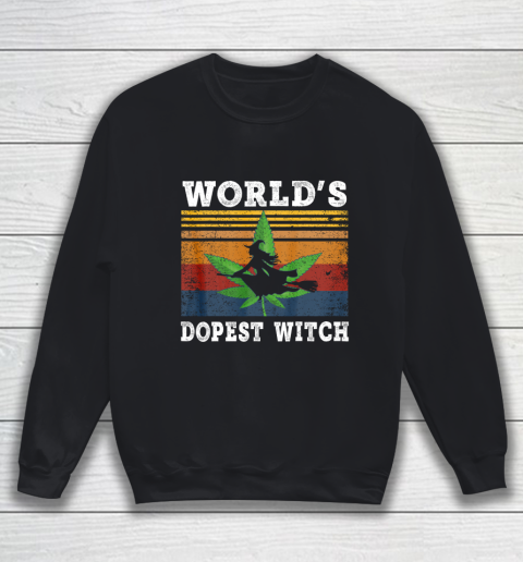 World s Dopest Witch Halloween Weed Retro Vintage Sweatshirt