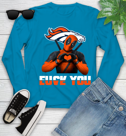 NHL Denver Broncos Deadpool Love You Fuck You Football Sports Youth Long Sleeve 8