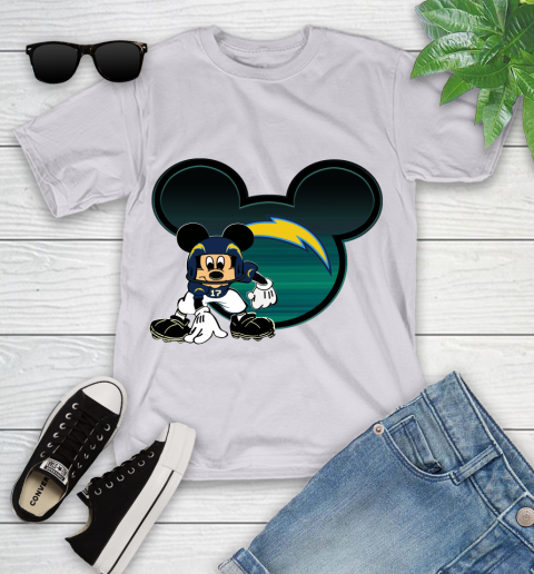 NFL Los Angeles Chargers Mickey Mouse Disney Football T Shirt Youth T-Shirt 4