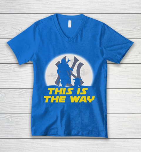 New York Yankees MLB Baseball Star Wars Yoda And Mandalorian This Is The Way V-Neck T-Shirt 5