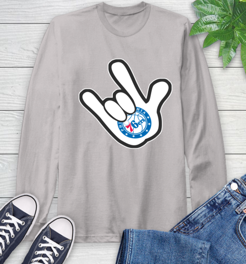 Philadelphia 76ers NBA Basketball Mickey Rock Hand Disney Long Sleeve T-Shirt 13 Philadelphia 76ers NBA Basketball Mickey Rock Hand Disney Long Sleeve T-Shirt - Image 13