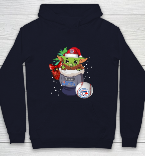 Toronto Blue Jays Christmas Baby Yoda Star Wars Funny Happy MLB Youth Hoodie 3