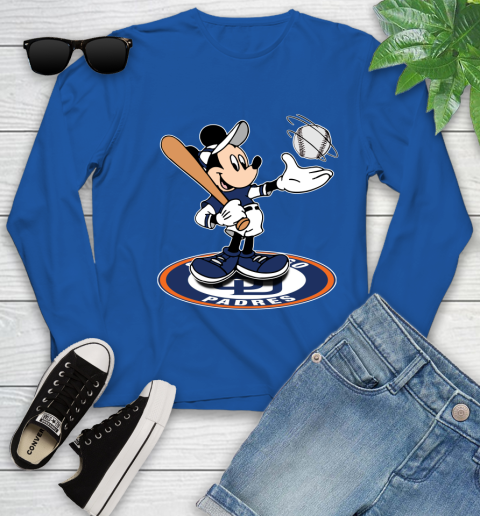 MLB Baseball San Diego Padres Cheerful Mickey Disney Shirt Youth Long Sleeve 10