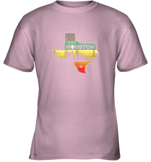 s2ov houston retro baseball shirtvintage houston baseball youth t shirt 26 front light pink