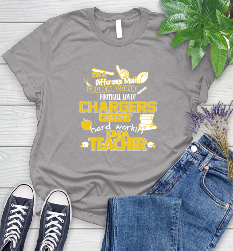 Los Angeles Chargers NFL I'm A Difference Making Student Caring Football Loving Kinda Teacher Women's T-Shirt 5