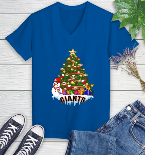 San Francisco Giants Merry Christmas MLB Baseball Sports Women's V-Neck T-Shirt 10