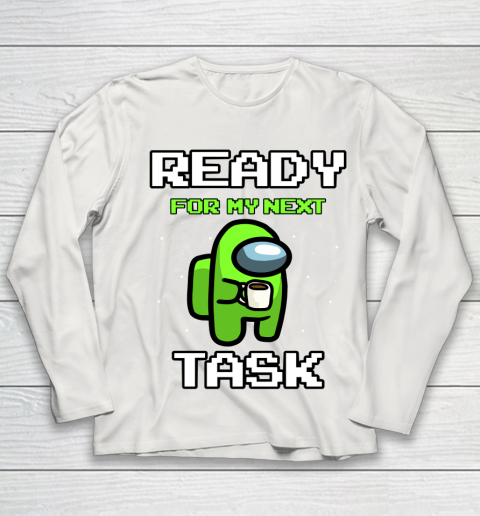 Among Us Shirt Ready For Work Green Youth Long Sleeve 8