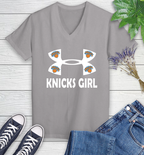 NBA New York Knicks Girl Under Armour Basketball Sports Women's V-Neck T-Shirt 4