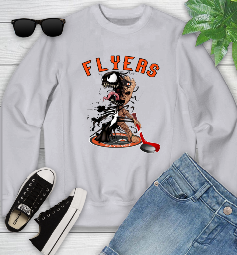 NHL Philadelphia Flyers Hockey Venom Groot Guardians Of The Galaxy Youth Sweatshirt 4