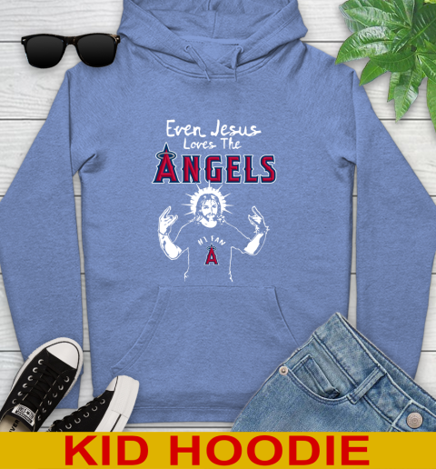 Los Angeles Angels MLB Baseball Even Jesus Loves The Angels Shirt Youth Hoodie 12