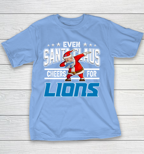 Detroit Lions Even Santa Claus Cheers For Christmas NFL Youth T-Shirt 8