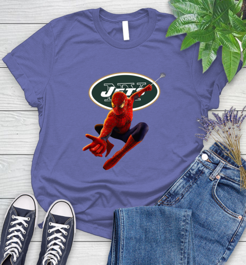 NFL Spider Man Avengers Endgame Football New York Jets Women's T-Shirt 11