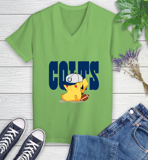 NFL Pikachu Football Sports Indianapolis Colts Women's V-Neck T-Shirt 11