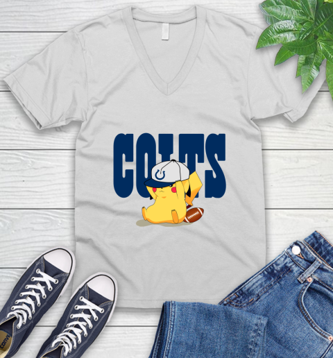 NFL Pikachu Football Sports Indianapolis Colts V-Neck T-Shirt
