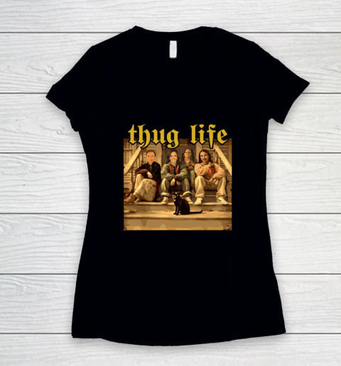 Thug Life Kamala Harris 2024 Feminist  Vote Blue Election Women's V-Neck T-Shirt
