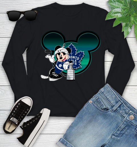 NHL Toronto Maple Leafs Stanley Cup Mickey Mouse Disney Hockey T Shirt Youth Long Sleeve 2