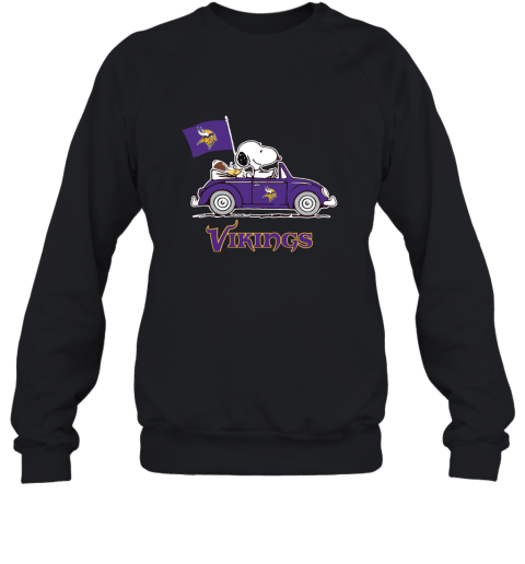 Snoopy And Woodstock Ride The Minnesota Vikings Car NFL Sweatshirt