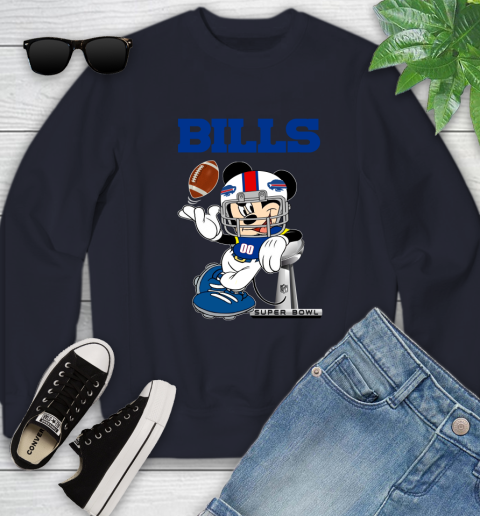 NFL Buffalo Bills Mickey Mouse Disney Super Bowl Football T Shirt Youth Sweatshirt 3