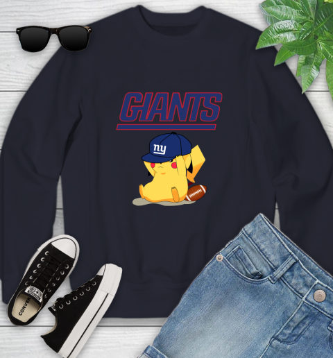 NFL Pikachu Football Sports New York Giants Youth Sweatshirt 3