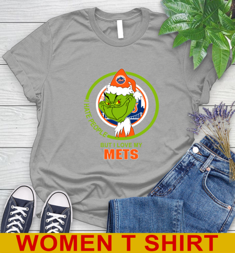 New York Mets MLB Christmas Grinch I Hate People But I Love My Favorite Baseball Team Women's T-Shirt 11