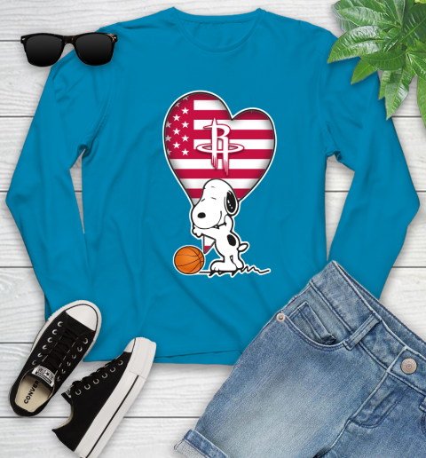 Houston Rockets NBA Basketball The Peanuts Movie Adorable Snoopy Youth Long Sleeve 7