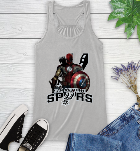 San Antonio Spurs NBA Basketball Captain America Thor Spider Man Hawkeye Avengers Racerback Tank