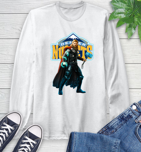 NBA Thor Avengers Endgame Basketball Denver Nuggets Long Sleeve T-Shirt