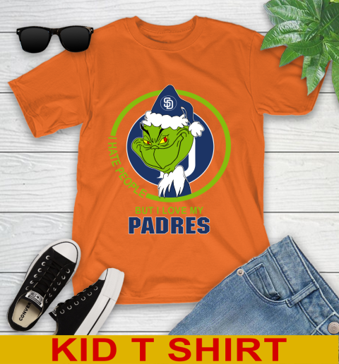 San Diego Padres MLB Christmas Grinch I Hate People But I Love My Favorite Baseball Team Youth T-Shirt 7